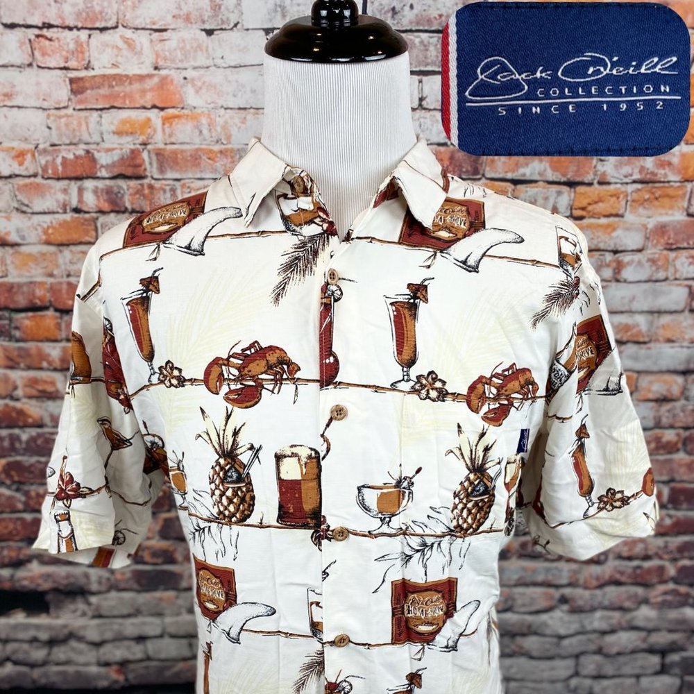 Jack O'Neill Collection Beer Lobster Print Shirt L